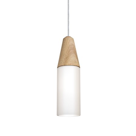 BESA LIGHTING Nini Cord Pendant, Natural/Opal, Satin Nickel Finish, 1x9W LED 1JT-NININA-LED-SN